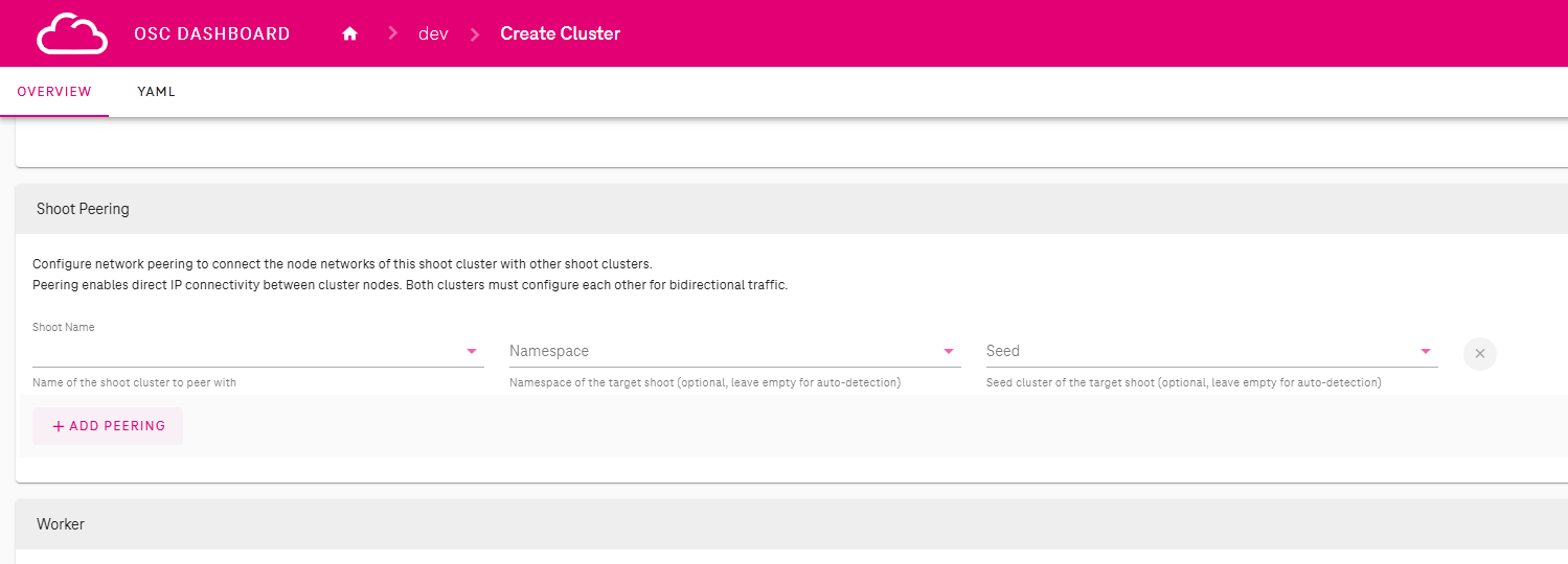 New Shoot Configure Peering